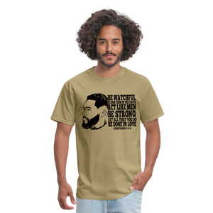 Men's Fruit of the Loom Classic Strong Print T Shirt - khaki