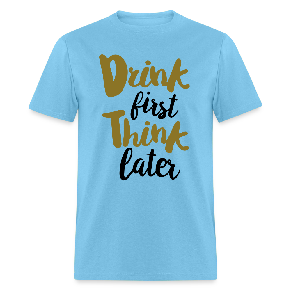 Unisex Drink Print T Shirt - aquatic blue