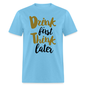 Unisex Drink Print T Shirt - aquatic blue