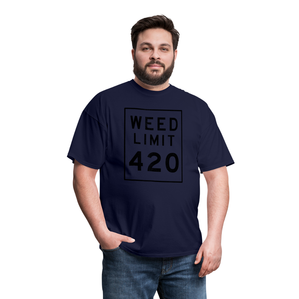 Unisex Weed Limit 420 Print T Shirt - navy