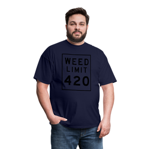 Unisex Weed Limit 420 Print T Shirt - navy