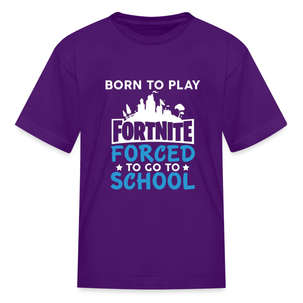 Boys Forced to go to School Print T Shirt - purple