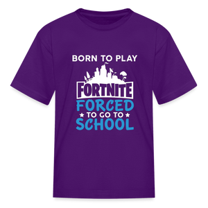 Boys Forced to go to School Print T Shirt - purple