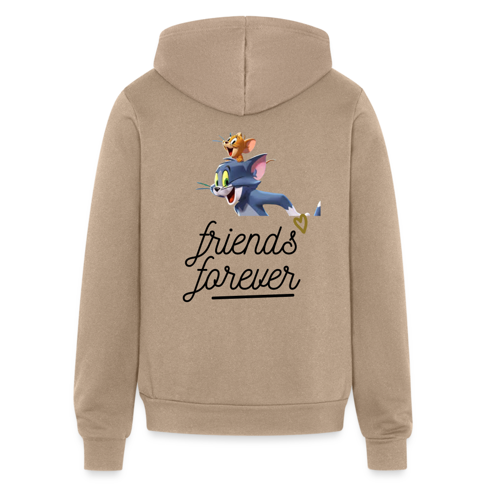 Unisex Bella + Canvas Tom and Jerry Print Full Zip Hoodie - tan