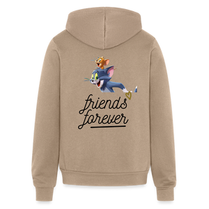 Unisex Bella + Canvas Tom and Jerry Print Full Zip Hoodie - tan