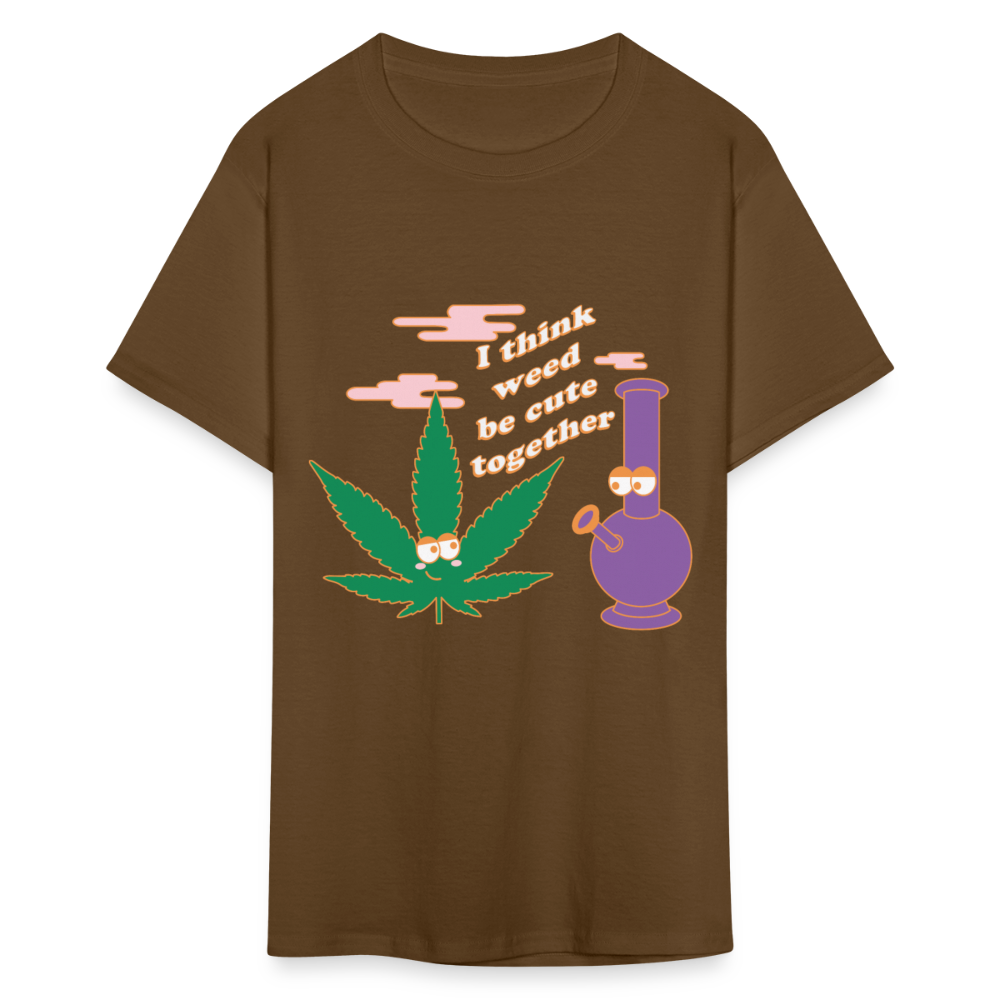 Unisex Classic Weed Print T Shirt - brown