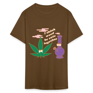 Unisex Classic Weed Print T Shirt - brown