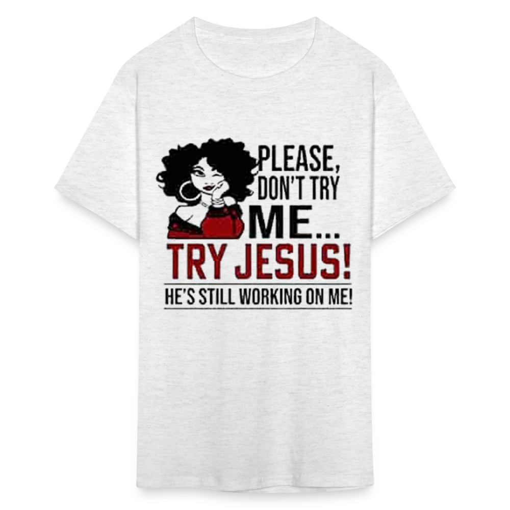 Women's Classic Jesus Print T Shirt - light heather gray