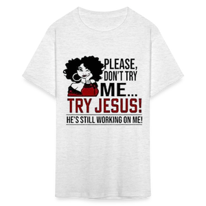 Women's Classic Jesus Print T Shirt - light heather gray