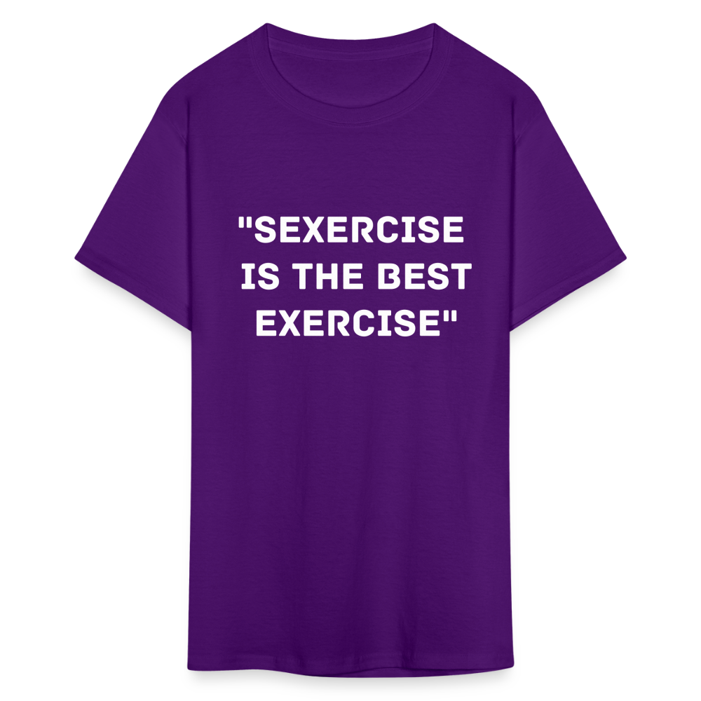 Unisex Classic Fruit of the Loom Exercise Print T Shirt - purple