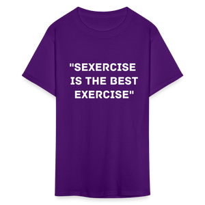 Unisex Classic Fruit of the Loom Exercise Print T Shirt - purple