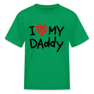 Kids Fruit of the Loom I Love Daddy Print T Shirt - kelly green