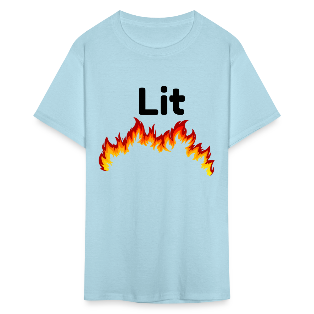 Unisex Lit Print T Shirt - powder blue