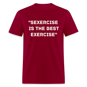 Unisex Classic Fruit of the Loom Exercise Print T Shirt - dark red