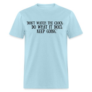 Unisex Classic  Watch the Clock Print T Shirt - powder blue