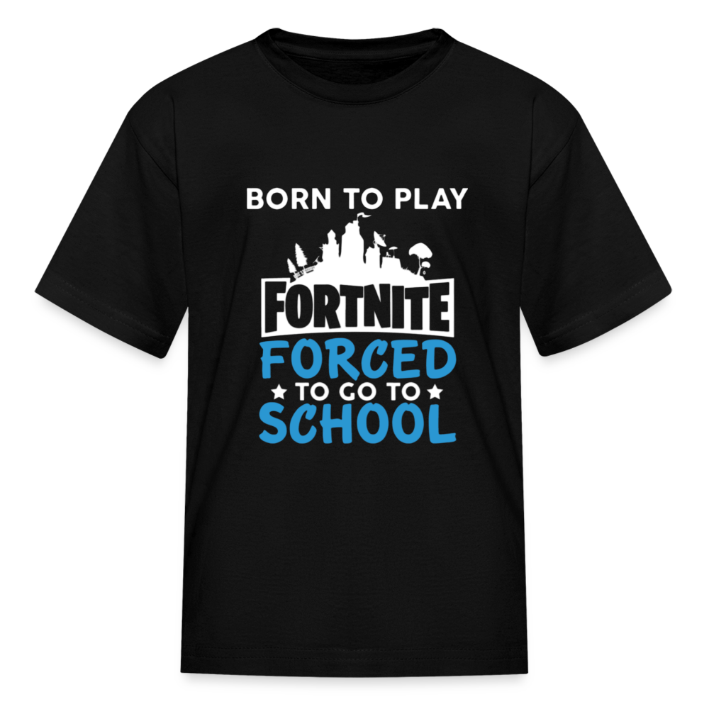 Boys Forced to go to School Print T Shirt - black