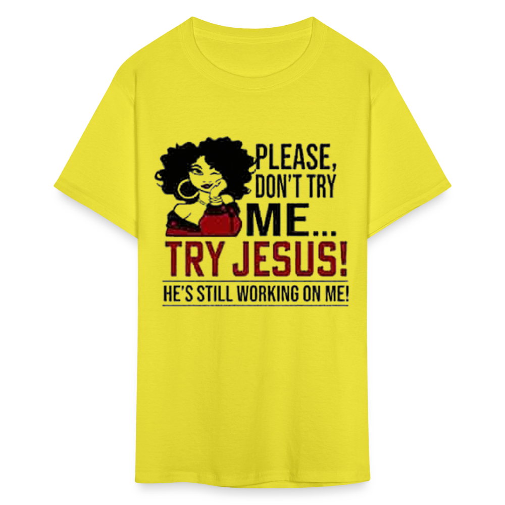 Women's Classic Jesus Print T Shirt - yellow