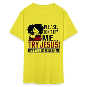 Women's Classic Jesus Print T Shirt - yellow