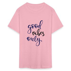 Unisex Good Vibes Print T Shirt - pink