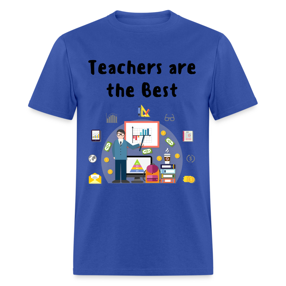 Unisex Adult Teachers Print T Shirt - royal blue