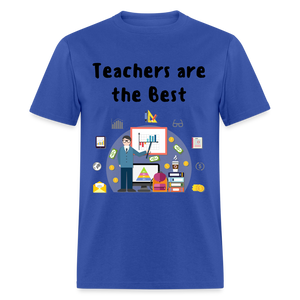 Unisex Adult Teachers Print T Shirt - royal blue