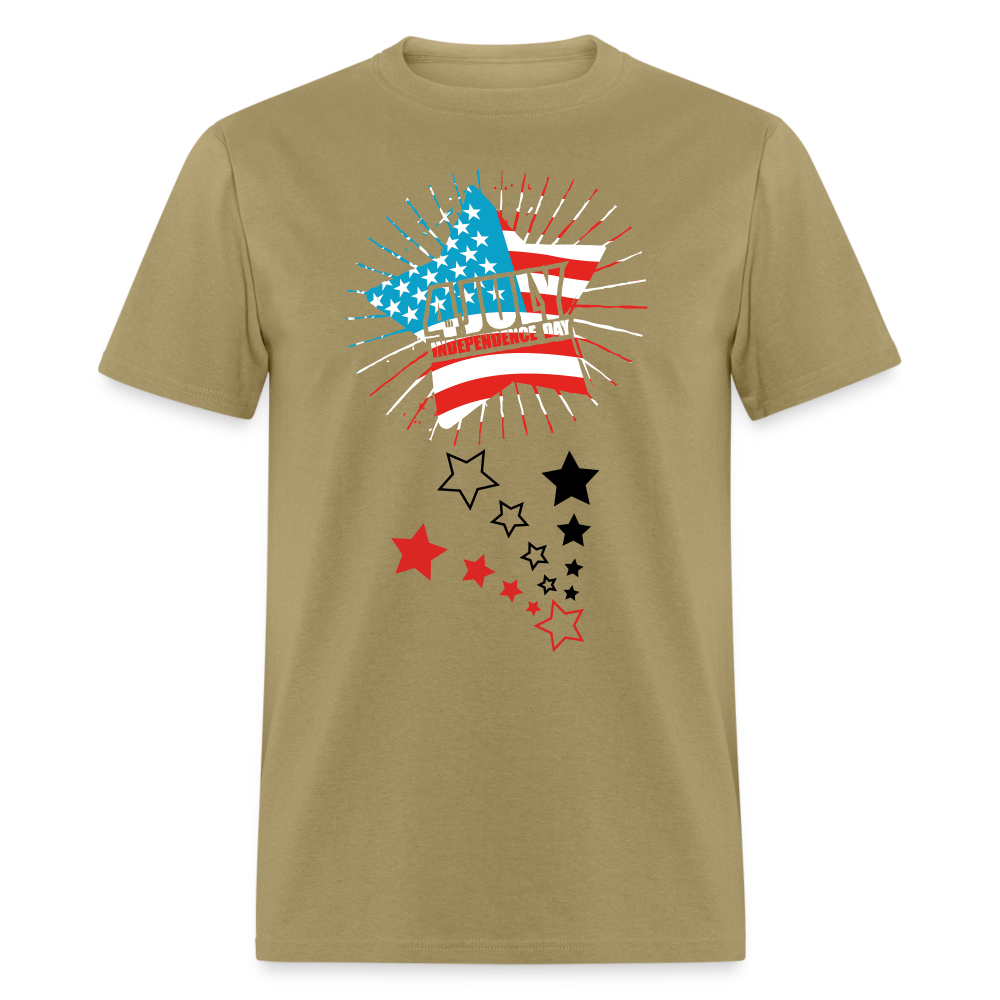 Unisex Independence Day Print T Shirt - khaki