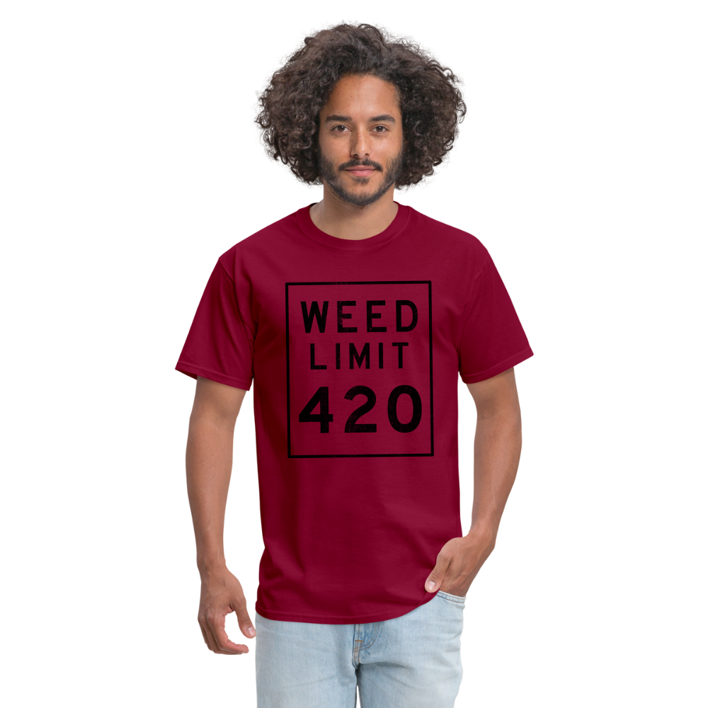 Unisex Weed Limit 420 Print T Shirt - burgundy