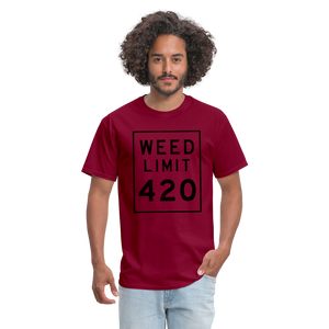 Unisex Weed Limit 420 Print T Shirt - burgundy