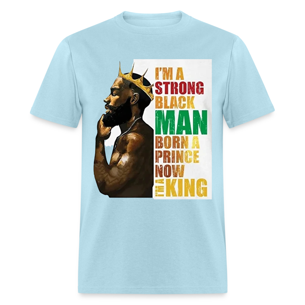 Men's Black King Print T Shirt - powder blue