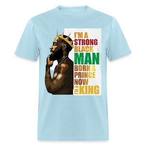 Men's Black King Print T Shirt - powder blue