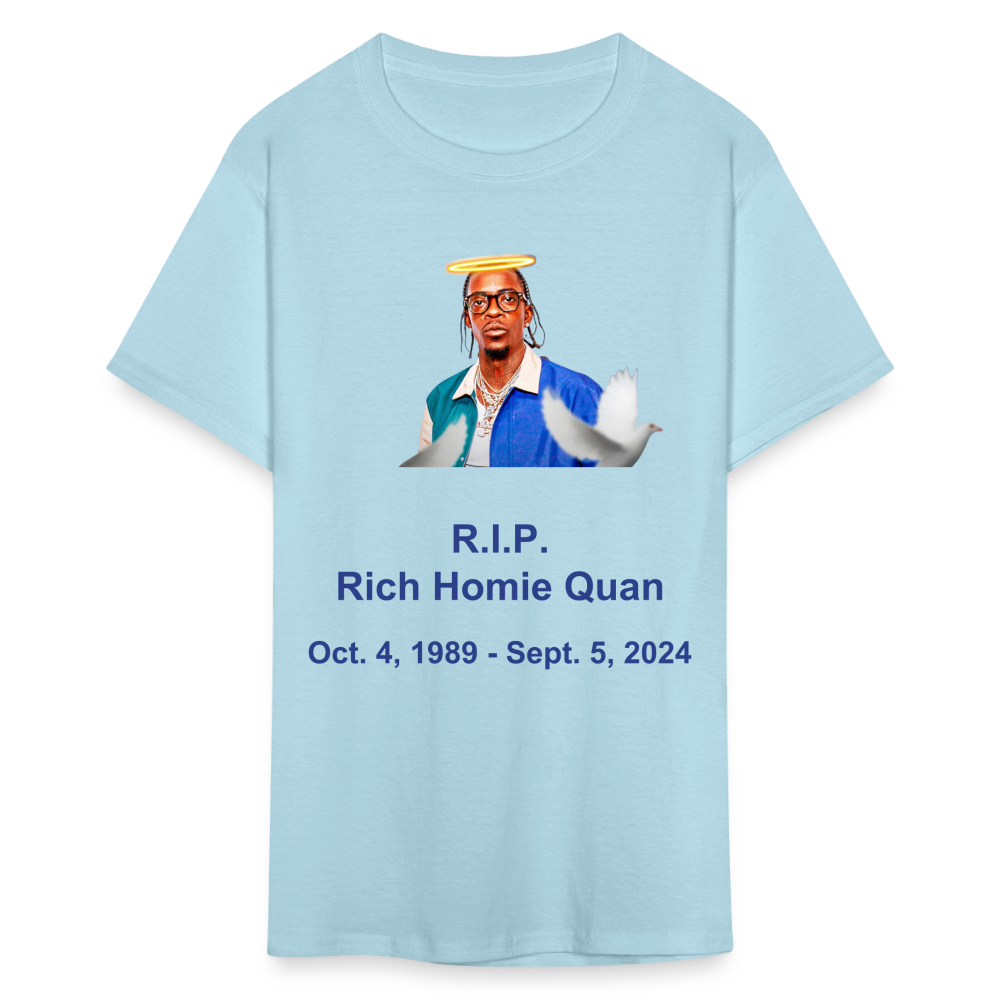 Unisex  RIP Rich Homie Quan Print T Shirt - powder blue