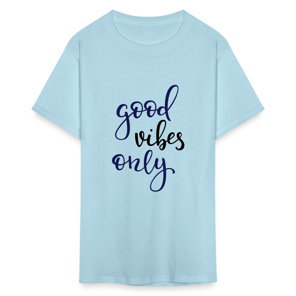 Unisex Good Vibes Print T Shirt - powder blue