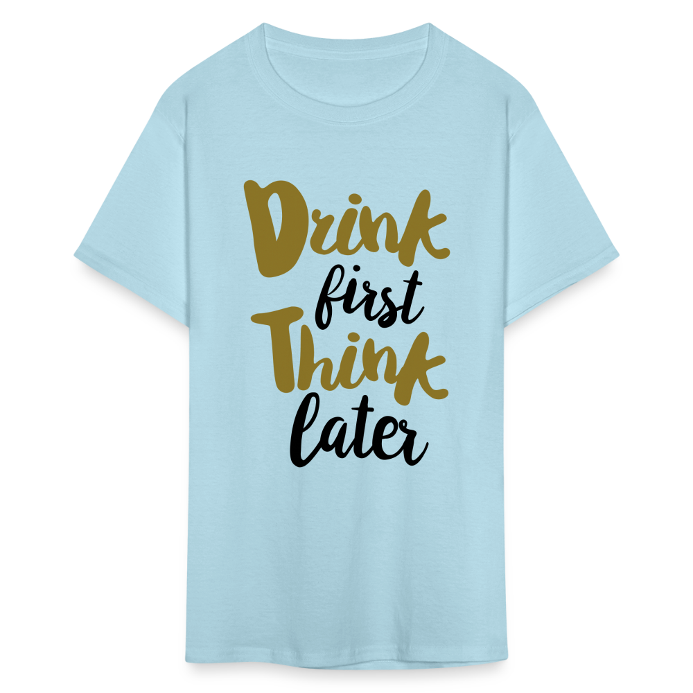 Unisex Drink Print T Shirt - powder blue