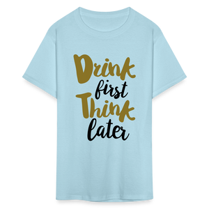 Unisex Drink Print T Shirt - powder blue