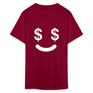 Unisex  Money Face Print T Shirt - burgundy