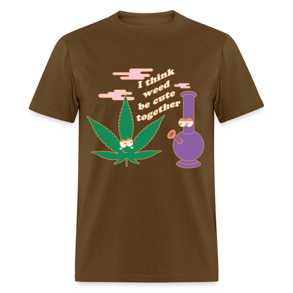 Unisex Classic Weed Print T Shirt - brown