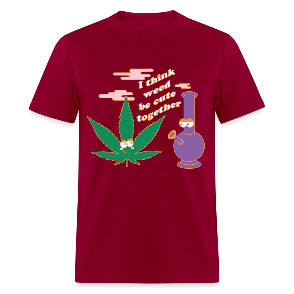 Unisex Classic Weed Print T Shirt - dark red