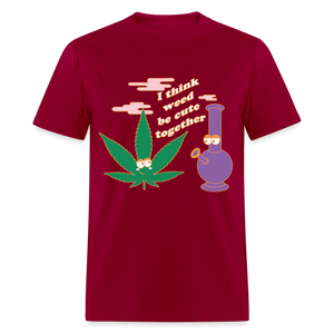 Unisex Classic Weed Print T Shirt - dark red