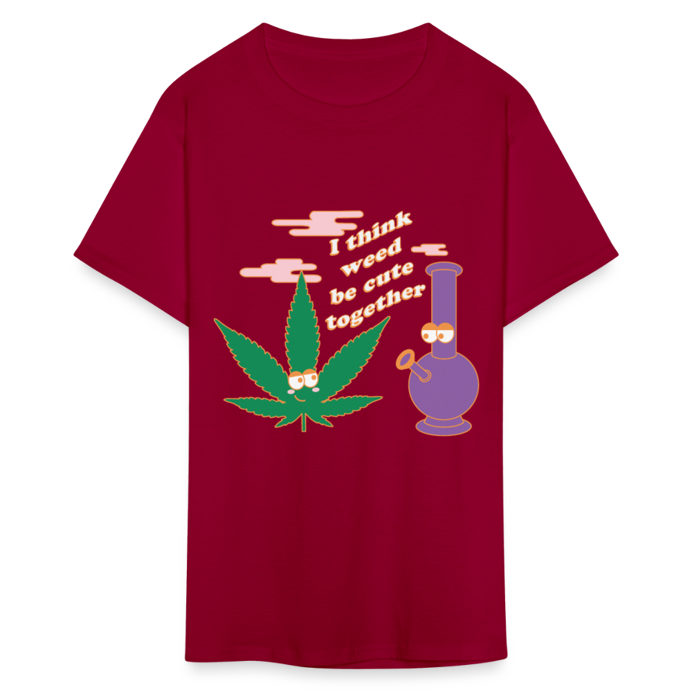 Unisex Classic Weed Print T Shirt - dark red