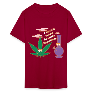 Unisex Classic Weed Print T Shirt - dark red