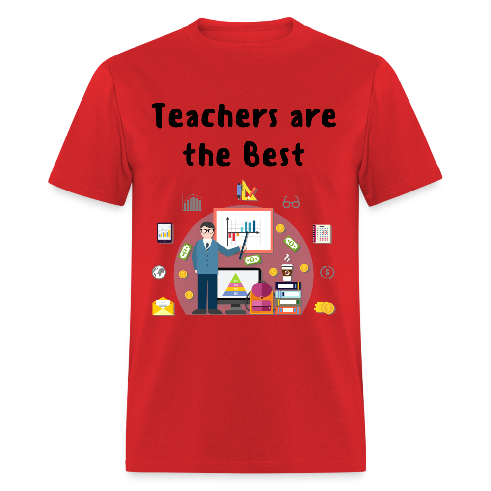 Unisex Adult Teachers Print T Shirt - red