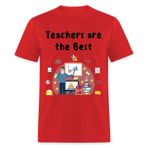 Unisex Adult Teachers Print T Shirt - red