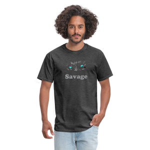 Unisex Savage Print T Shirt - heather black