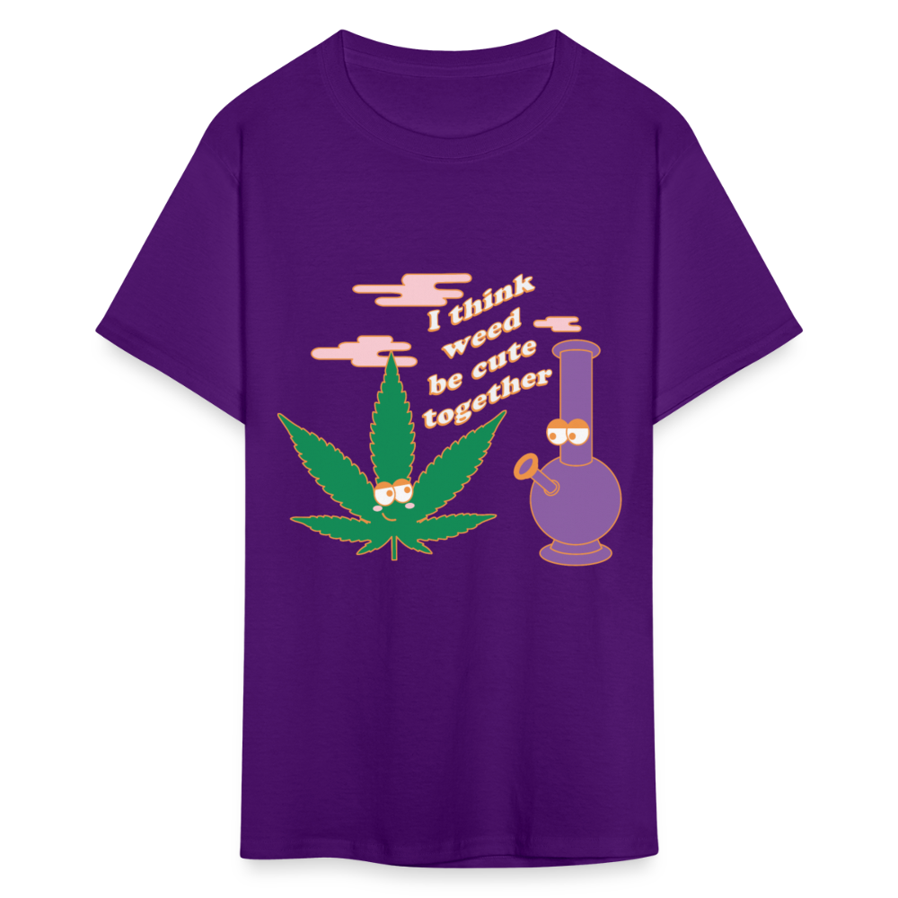 Unisex Classic Weed Print T Shirt - purple