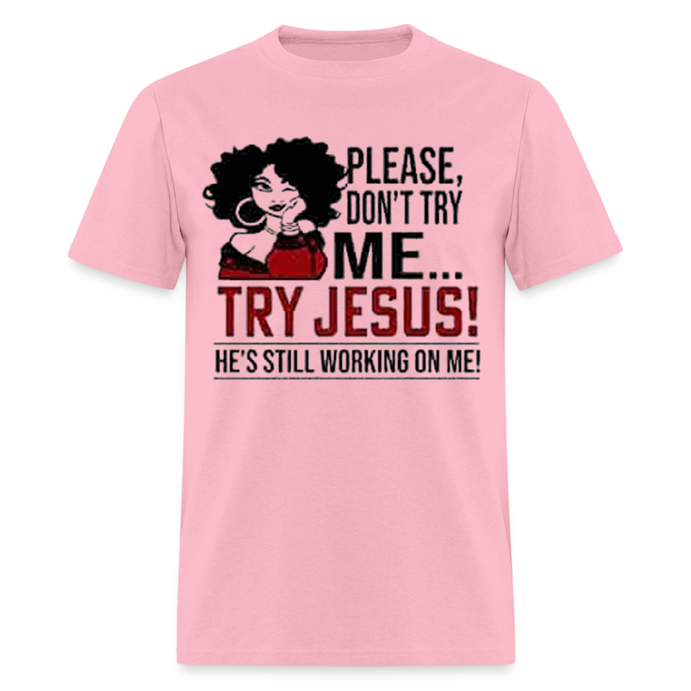 Women's Classic Jesus Print T Shirt - pink