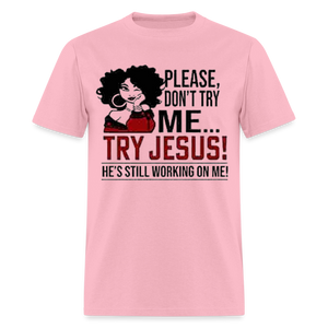 Women's Classic Jesus Print T Shirt - pink