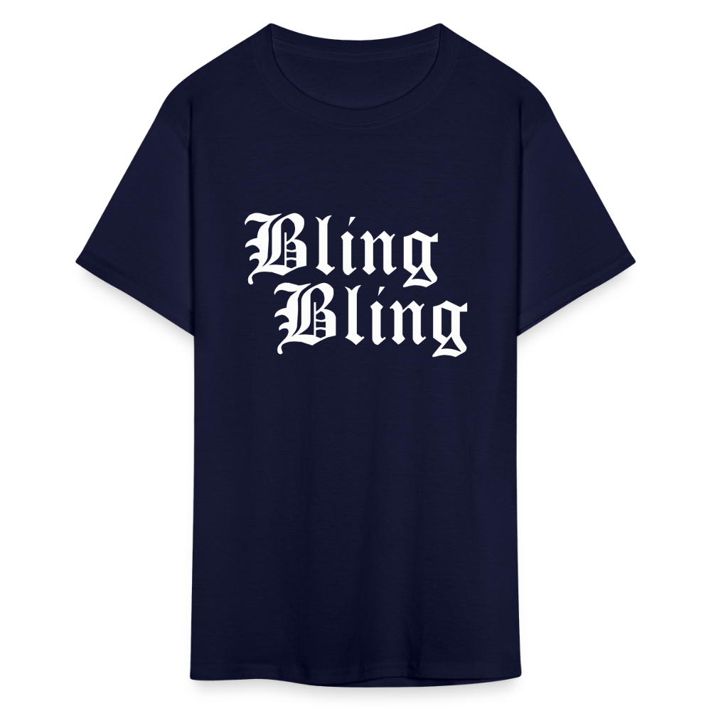 Unisex Bling Bling Print T Shirt - navy