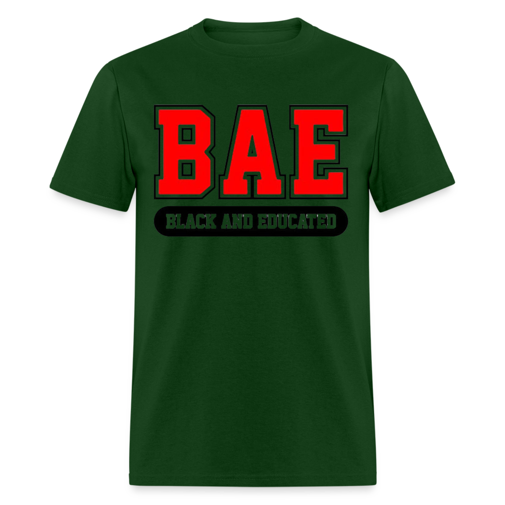 Unisex Classic Bae Print Fruit of The Loom T Shirt - forest green