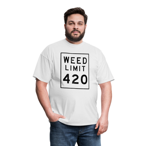 Unisex Weed Limit 420 Print T Shirt - white