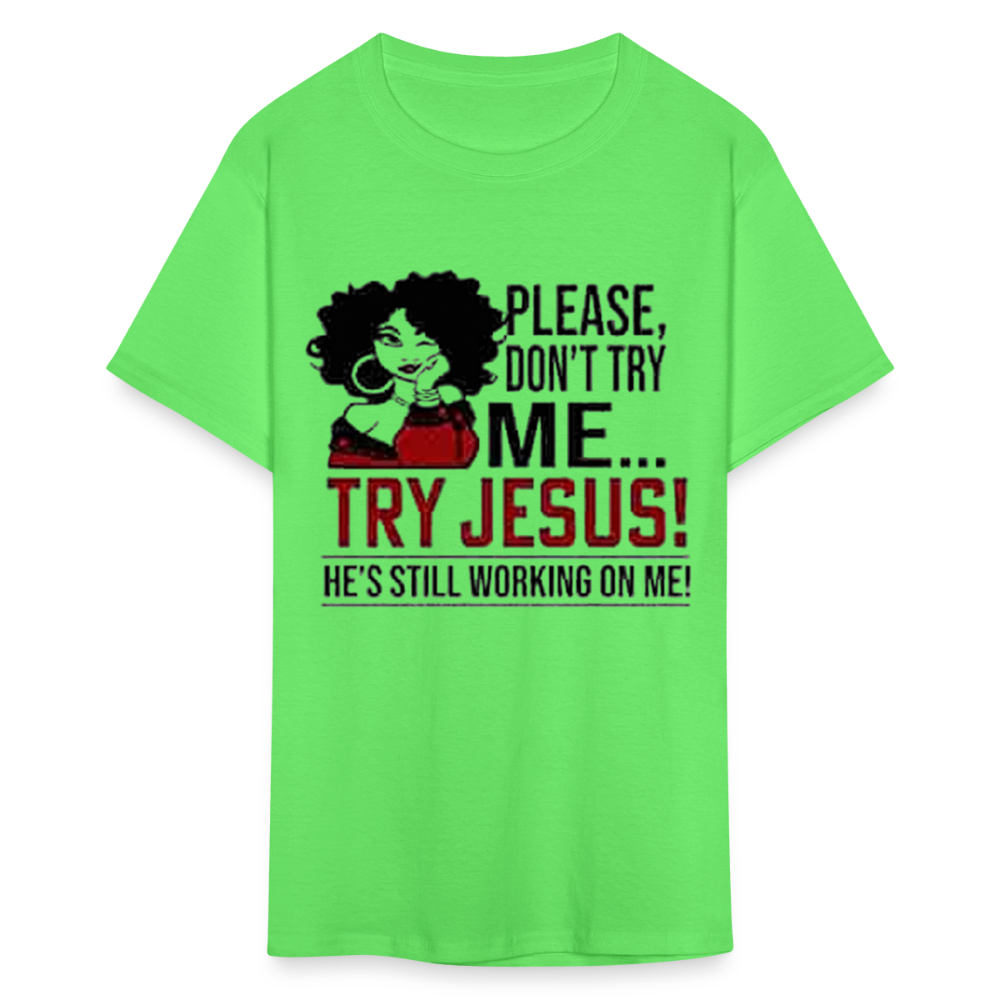 Women's Classic Jesus Print T Shirt - kiwi